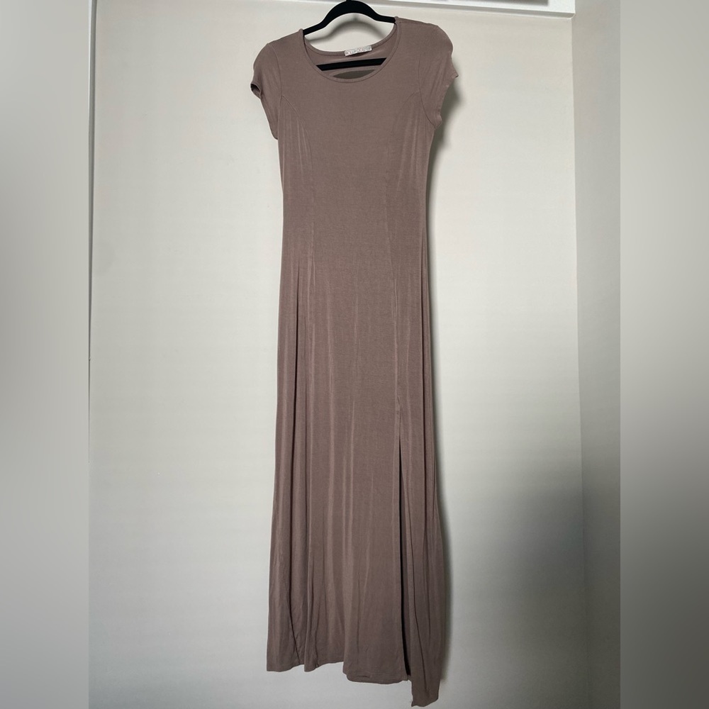 Rolla COSTER Jersey Knit Open Back Maxi Dress - Tan L